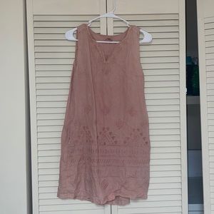 Pink 100% linen dress with pockets